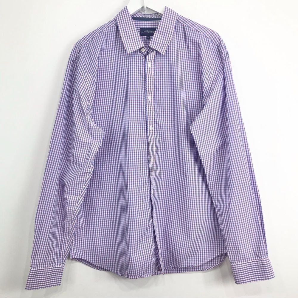 Jeremy Argyle NYC Light Blue Pink Gingham Plaid Long Sleeve Button Down Shirt
